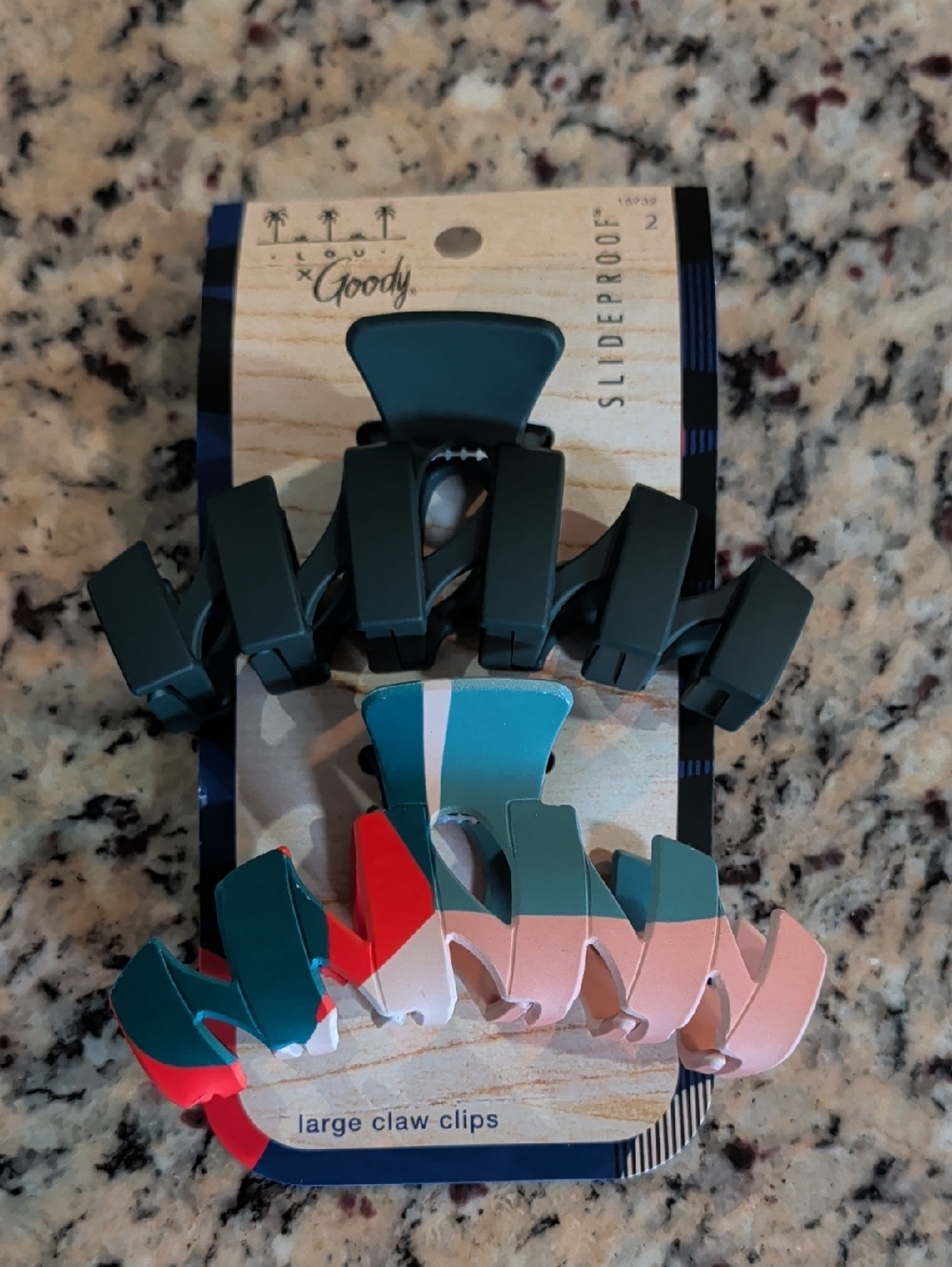 Goody Slide Proof Large Claw Clips (2)-Teal, Pink, Coral by Luisa Salsa|Hola Lou